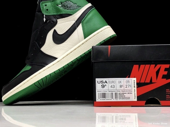 1st Kicks Jordan High OG 1 NRG Sail-Black 555088-302 Green Pine Air 0717
